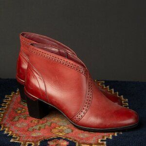Rockport Red Leather Zip Ankle Boots 8.5